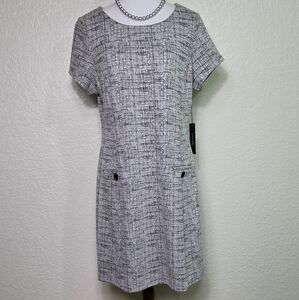 Tahari Chic Black and White Tweed Dress